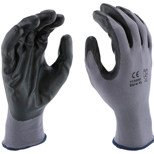 West Chester Protective Gear Coated Gloves, Nylon, Nitrile, Black, L 713SNF/L - main